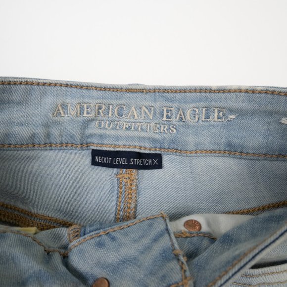AMERICAN EAGLE Hi-Rise Shortie jean shorts Ne(x)t Level Stretch size 0 - Picture 2 of 10